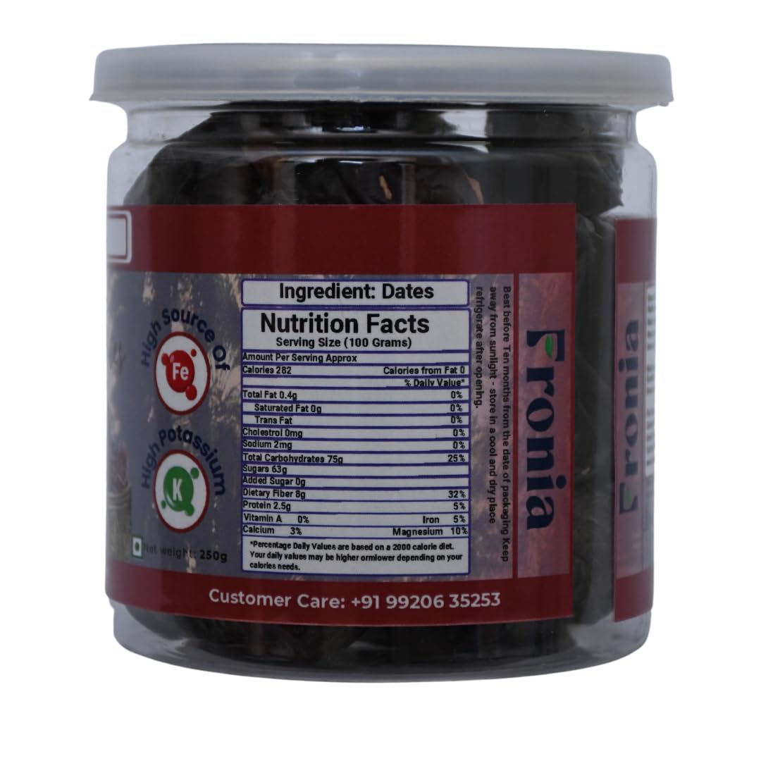 FRONIA Queen Kalmi Dates , Juicy & Delicious Khajoor, Arab Khajur, 100% Naturally Dried & Free From Any Preservative 250GM | Healthy & Nuturious snack,Natural Sweetener,Rich in Vitamins& Minerals Gluten Free, Non-GMO & Vegan , delightful, farm fresh Kalmi