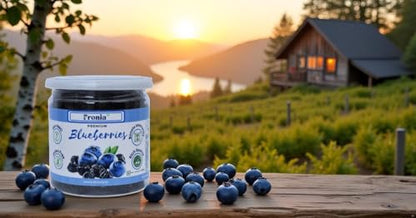 Fronia Premium Blueberries, Gluten Free, Non-GMO and Vegan, Whole and Unsweetened, Vitamin Rich, Low Fat Healthy Snacks, Rich in Calcium and Vitamin K, Sweet and Delicious (250gm)
