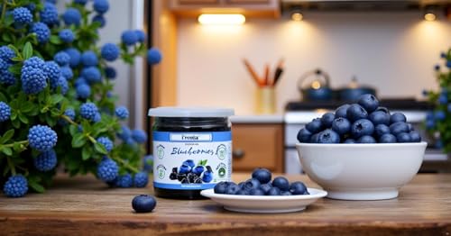 Fronia Premium Blueberries, Gluten Free, Non-GMO and Vegan, Whole and Unsweetened, Vitamin Rich, Low Fat Healthy Snacks, Rich in Calcium and Vitamin K, Sweet and Delicious (250gm)