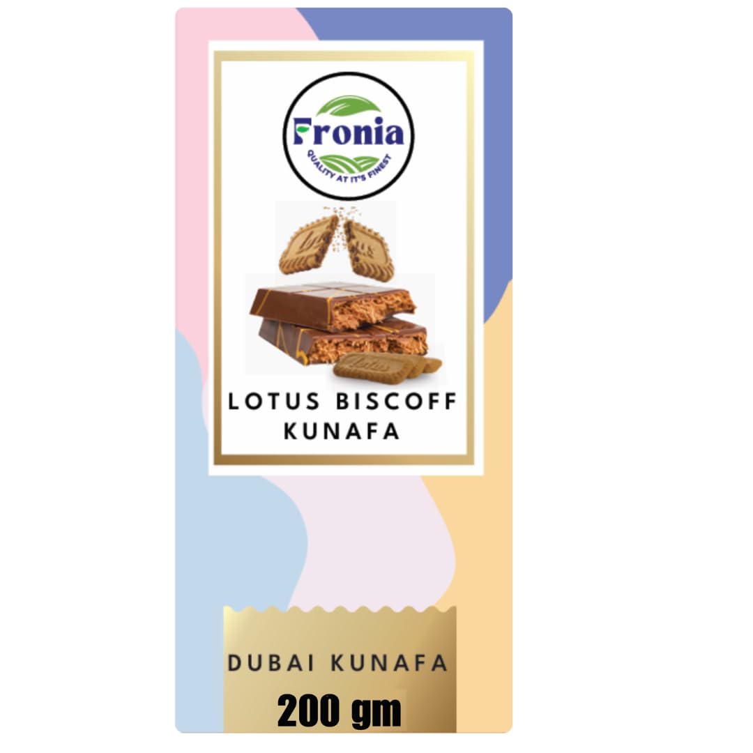 Dubai Kunafa Chocolate Bar Lotus Bisciff | Dessert Treat | Premium Chocolate – For Birthday, Anniversary, Hamper, Corporate Gifting - 200gms