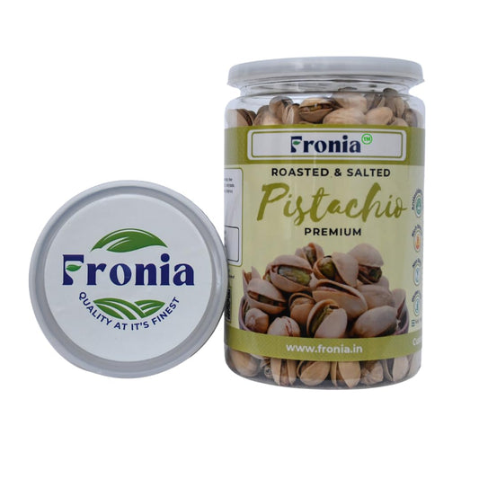 FRONIA Premium Roasted & salted Pistachio With Shell 450g | Super Crunchy & Delicious | No Gluten | No GMO | Bada Pista | Sada Pista | Dry Fruit, Big Size | Raw, High in Protein | Phosphorus, & Dietary Fibre, Premium Nuts | All Natural | No Preservatives
