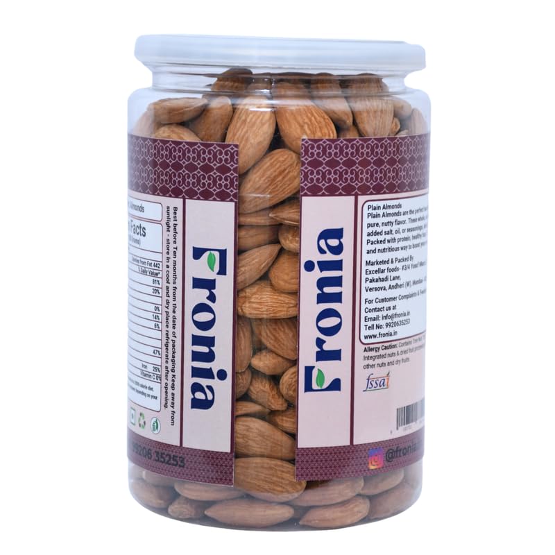 FRONIA Signature Premium California Almonds 500 gm | Badam Giri | Real Nuts, High in Fiber | Rich in Protein, Nuts & Dry Fruits,Boost Immunity, Gluten Free & Zero Cholesterol, Magnesium, Phosphorus and Dietary Fibre, Good for Health | Loaded with Antioxid