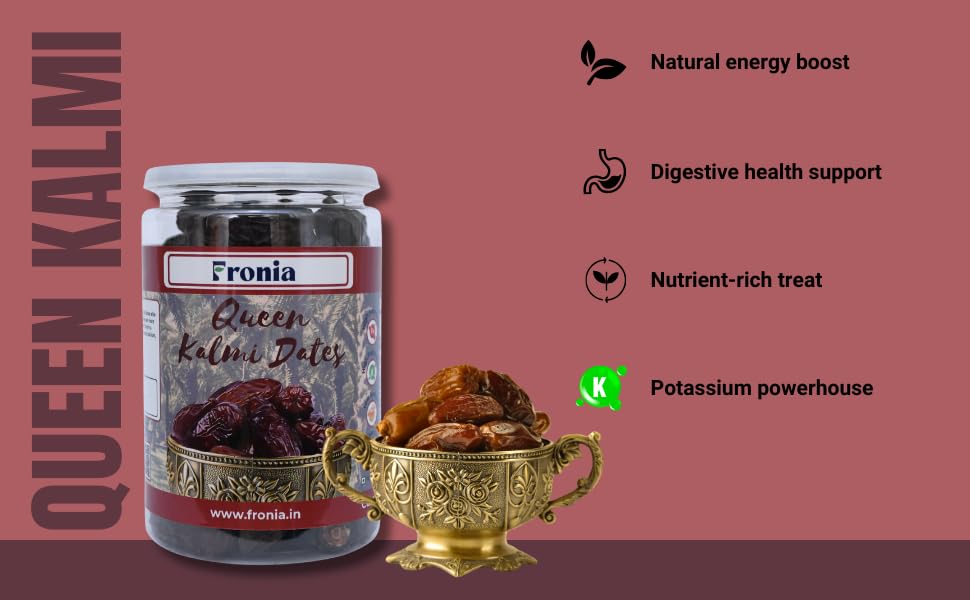 FRONIA Queen Kalmi Dates , Juicy & Delicious Khajoor, Arab Khajur, 100% Naturally Dried & Free From Any Preservative 250GM | Healthy & Nuturious snack,Natural Sweetener,Rich in Vitamins& Minerals Gluten Free, Non-GMO & Vegan , delightful, farm fresh Kalmi