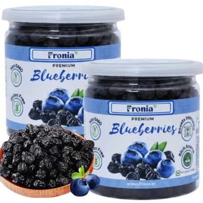 Fronia Premium Dried Blueberries – 500g x 1 Pack (Total 500g) | Whole, Unsweetened, Gluten-Free, Non-GMO, Vegan Snack | Rich in Calcium & Vitamin K, Sweet and Delicious
