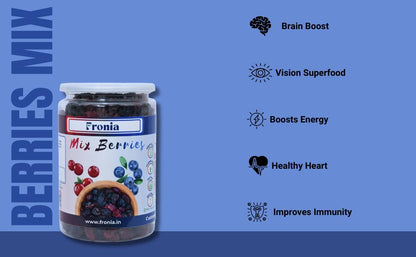 FRONIA Super Berries Mix | High in Antioxidants | Dried Cranberries, Blueberries, 500GM Gluten Free, Non-GMO & Vegan) Natural and Licious berries | Natural Real Dried Berries | Low Calorie Snack | High energy | High in dietary fibre