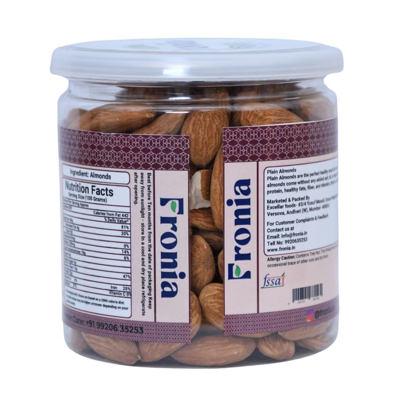 FRONIA Signature Premium California Almonds 250 gm| Badam Giri | Real Nuts, High in Fiber | Rich in Protein, Nuts & Dry Fruits,Boost Immunity, Gluten Free & Zero Cholesterol, Magnesium, Phosphorus and Dietary Fibre, Good for Health | Loaded with Antioxida