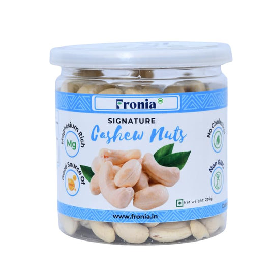 FRONIA Plain Cashews nuts 200 gm | Nutritious & Delicious Nuts | Signature Plain Cashew | High Fiber, Rich In Protein,Healthy Nuts | Anytime munching| Perfect for gifting,Boost Immunity| Healthy Snacks, Magnesium & Phosphorus, Deluxe Size & Crunchy Nuts,D