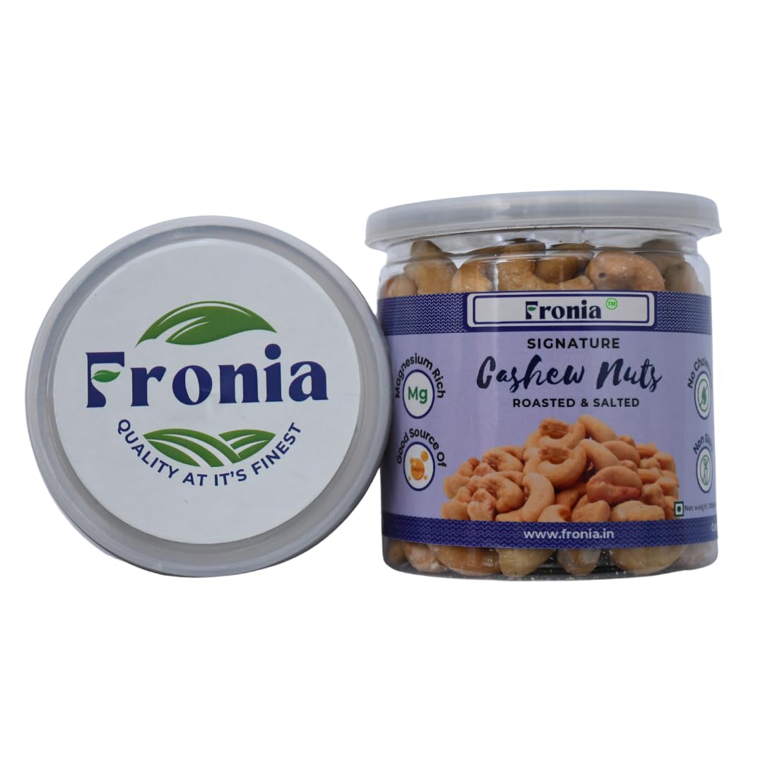 FRONIA Roasted and Salted Cashews| Flavourful & Crunchy Snack | Salted & Slow Roasted Cashews | Rich in Protein No Artificial Colours, Preservatives & Flavours (200GM )|crunchy kaju|Healthy Food |loaded with nutrients, Freshly Roasted, Natural & Premium c