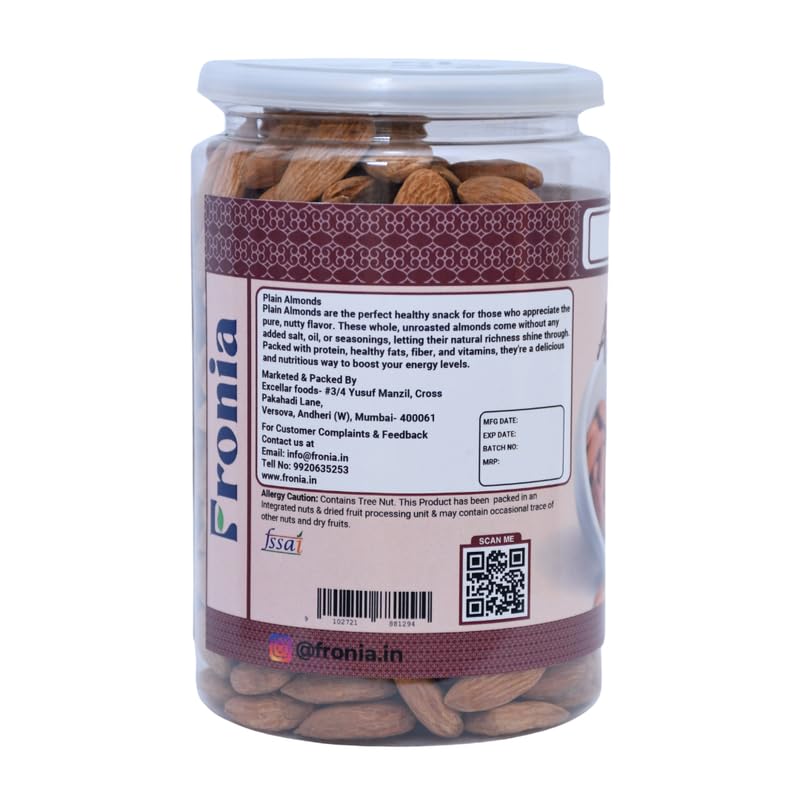 FRONIA Signature Premium California Almonds 500 gm | Badam Giri | Real Nuts, High in Fiber | Rich in Protein, Nuts & Dry Fruits,Boost Immunity, Gluten Free & Zero Cholesterol, Magnesium, Phosphorus and Dietary Fibre, Good for Health | Loaded with Antioxid