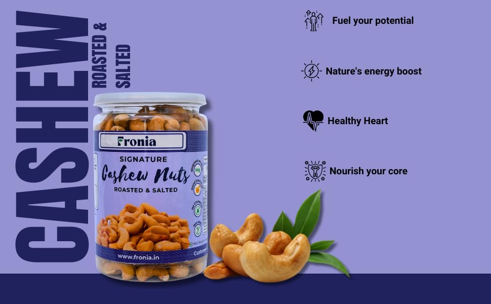 FRONIA Roasted and Salted Cashews| Flavourful & Crunchy Snack | Salted & Slow Roasted Cashews | Rich in Protein No Artificial Colours, Preservatives & Flavours (200GM )|crunchy kaju|Healthy Food |loaded with nutrients, Freshly Roasted, Natural & Premium c