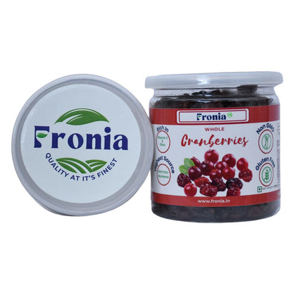 Fronia fresh Cranberries Whole Sweet And Delicious Treats, 250G (Gluten Free, Non-Gmo) High Antioxidants, Dietary Fiber & No Gluten, Antioxidant Rich, Immunity Booster,Healthy Snack For Kids And Adult