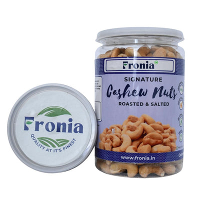 FRONIA Roasted and Salted Cashews| Flavourful & Crunchy Snack | Salted & Slow Roasted Cashews | Rich in Protein No Artificial Colours, Preservatives & Flavours (450GM )|crunchy kaju|Healthy Food |loaded with nutrients, Freshly Roasted, Natural & Premium c