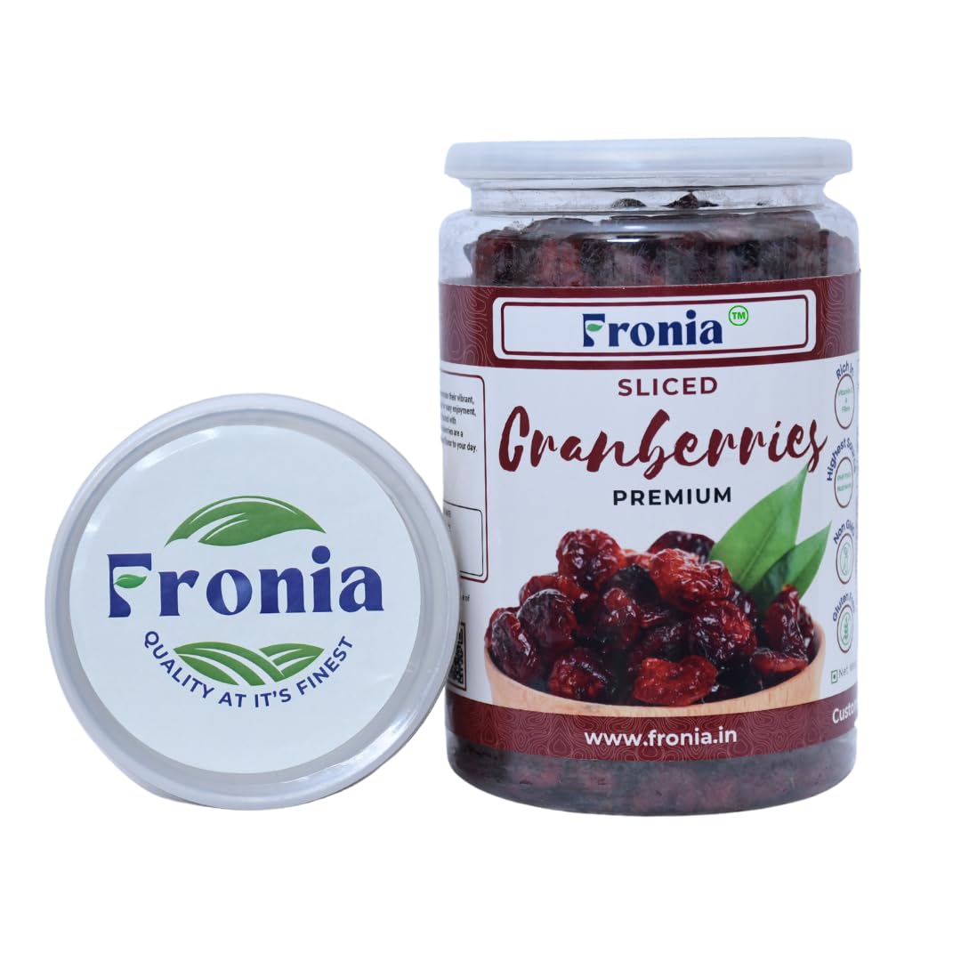 Fronia Dried Cranberry Slice (Dry Fruit), (250gms*2) 500gm (Gluten Free, Non-GMO & Vegan) High Antioxidants, Dietary Fiber & No Gluten, Antioxidant Rich, Immunity Booster,Healthy Snack for kids and adult