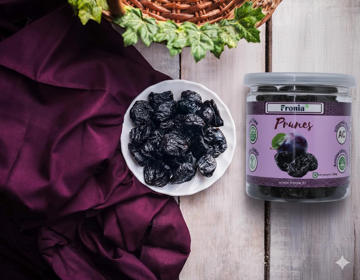 Fronia Dried Pitted Prunes – 250g | Non-GMO, Gluten-Free & Vegan | Dried Fruit Plums | Naturally Sweet & Juicy | High in Fiber & Vitamins | Healthy Seedless Dried Plums Snack