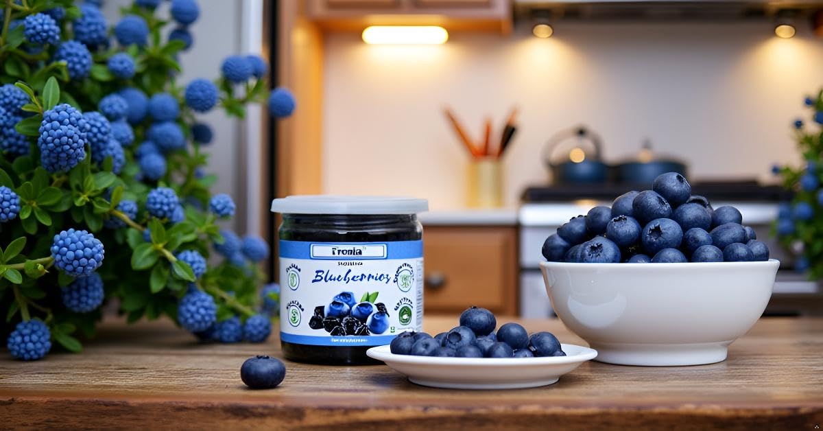 Fronia Premium Blueberries, Gluten Free, Non-GMO and Vegan, Whole and Unsweetened, Vitamin Rich, Low Fat Healthy Snacks, Rich in Calcium and Vitamin K, Sweet and Delicious (250gm)