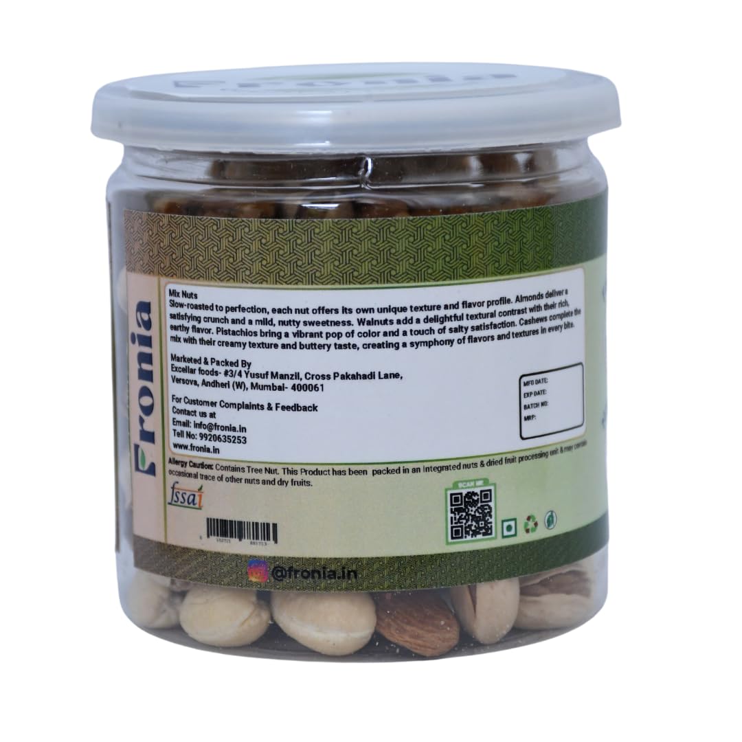FRONIA Health Dry Fruits Mix, Premium Trail Mix | Natural and Premium Healthy Mixed Nuts with Dry Fruits | Almonds | Cashews | Walnut| Pistachio (200GM ) Healthy for Every Occasion Fresh and Healthy Dry Fruits Nuts| Source of Vitamin and Minerals