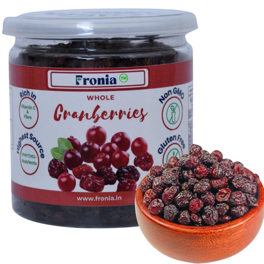 Fronia fresh Cranberries Whole Sweet And Delicious Treats, 250G (Gluten Free, Non-Gmo) High Antioxidants, Dietary Fiber & No Gluten, Antioxidant Rich, Immunity Booster,Healthy Snack For Kids And Adult