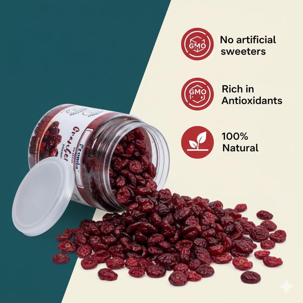 Fronia Dried Cranberry Slice (Dry Fruit), (250gms*2) 500gm (Gluten Free, Non-GMO & Vegan) High Antioxidants, Dietary Fiber & No Gluten, Antioxidant Rich, Immunity Booster,Healthy Snack for kids and adult