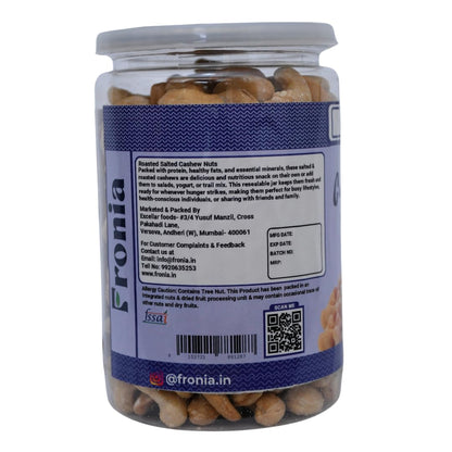 FRONIA Roasted and Salted Cashews| Flavourful & Crunchy Snack | Salted & Slow Roasted Cashews | Rich in Protein No Artificial Colours, Preservatives & Flavours (450GM )|crunchy kaju|Healthy Food |loaded with nutrients, Freshly Roasted, Natural & Premium c