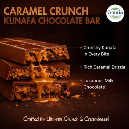 Fronia Kunafa Chocolate Triple-Flavor Combo Pack Dubai Style – Pistachio, Hazelnut & Caramel Kunafa Chocolate Dessert | 100g Each