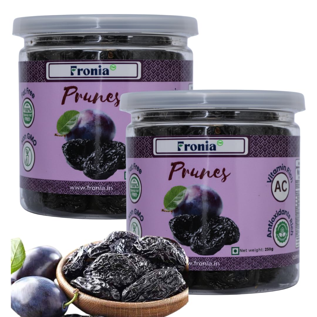 Fronia Dried Pitted Prunes – 500g | Non-GMO, Gluten-Free & Vegan | Dried Fruit Plums | Naturally Sweet & Juicy | High in Fiber & Vitamins | Healthy Seedless Dried Plums Snack
