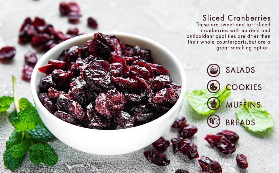 Fronia Dried Cranberry Slice (Dry Fruit), (250gms*2) 500gm (Gluten Free, Non-GMO & Vegan) High Antioxidants, Dietary Fiber & No Gluten, Antioxidant Rich, Immunity Booster,Healthy Snack for kids and adult