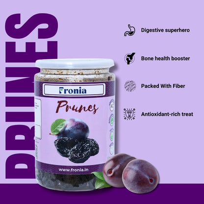 Fronia Dried Pitted Prunes – 250g | Non-GMO, Gluten-Free & Vegan | Dried Fruit Plums | Naturally Sweet & Juicy | High in Fiber & Vitamins | Healthy Seedless Dried Plums Snack