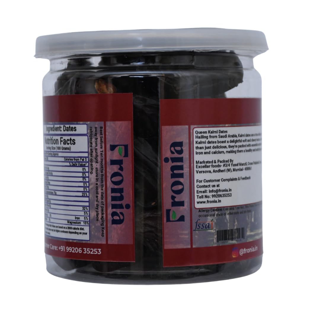 FRONIA Queen Kalmi Dates , Juicy & Delicious Khajoor, Arab Khajur, 100% Naturally Dried & Free From Any Preservative 250GM | Healthy & Nuturious snack,Natural Sweetener,Rich in Vitamins& Minerals Gluten Free, Non-GMO & Vegan , delightful, farm fresh Kalmi