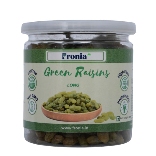 FRONIA Seedless Green Raisins | Kishmish | Nutritious| Rich in Iron & Vitamin B (250GM), Solar Dried,No Added Sugar Kali Kishmish, No Sulphur & Preservatives, Raisins Dry Fruit, Kismis, Kishmish