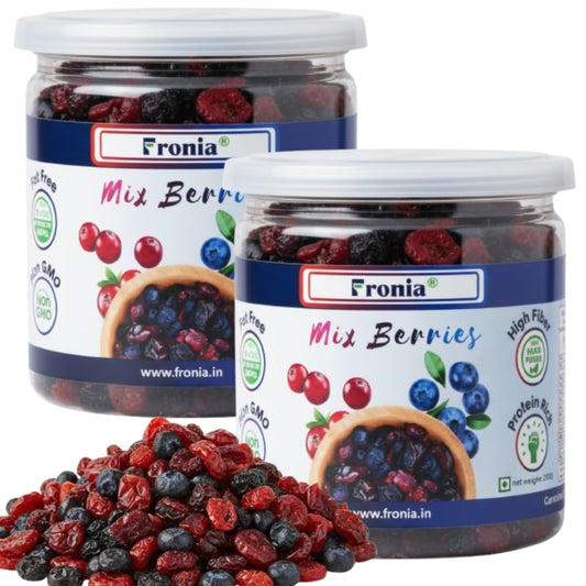 FRONIA Super Berries Mix | High in Antioxidants | Dried Cranberries, Blueberries, 500GM Gluten Free, Non-GMO & Vegan) Natural and Licious berries | Natural Real Dried Berries | Low Calorie Snack | High energy | High in dietary fibre