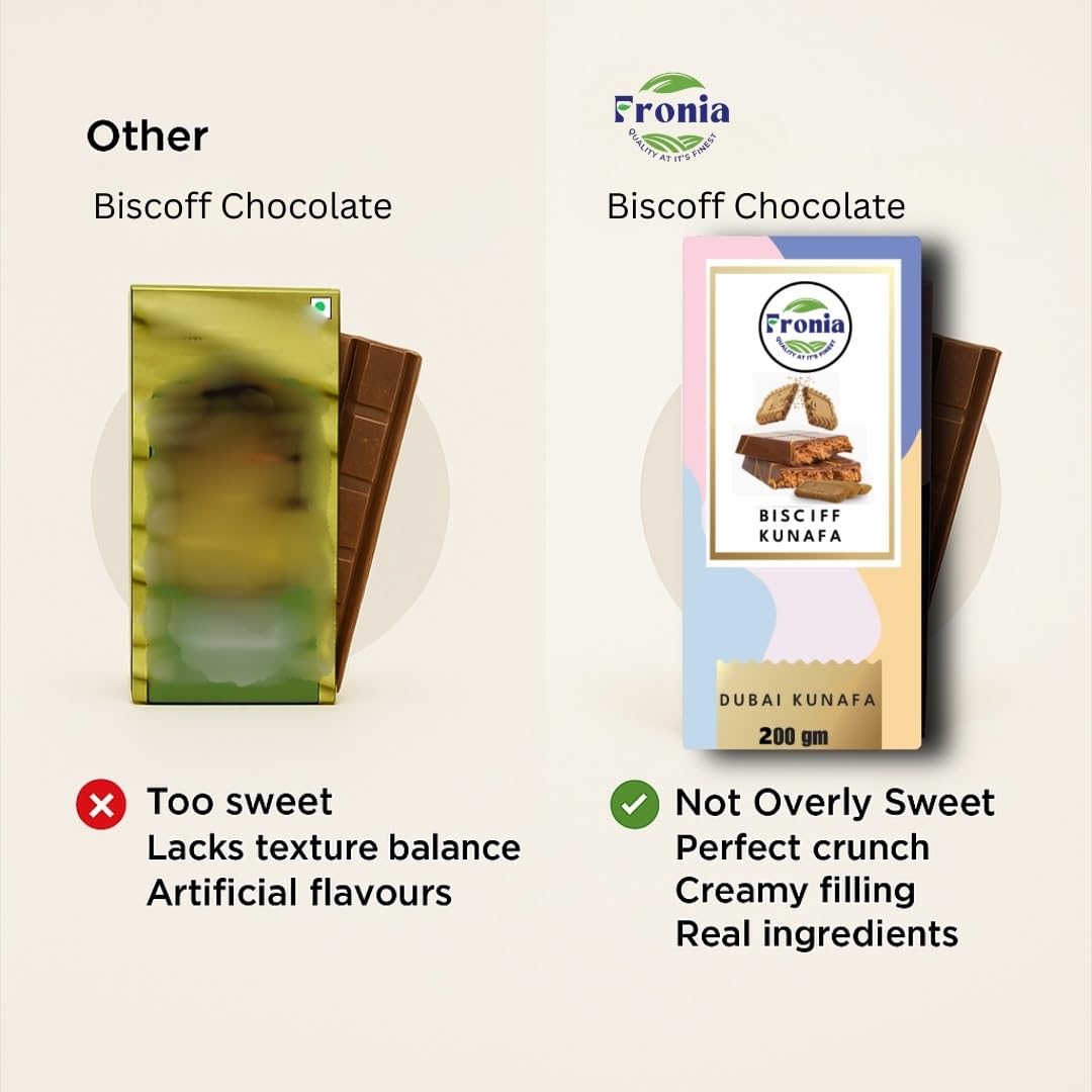 Dubai Kunafa Chocolate Bar Lotus Bisciff | Dessert Treat | Premium Chocolate – For Birthday, Anniversary, Hamper, Corporate Gifting - 200gms