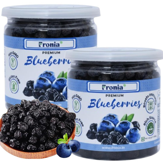 Fronia Premium Dried Blueberries – 500g x 1 Pack (Total 500g) | Whole, Unsweetened, Gluten-Free, Non-GMO, Vegan Snack | Rich in Calcium & Vitamin K, Sweet and Delicious