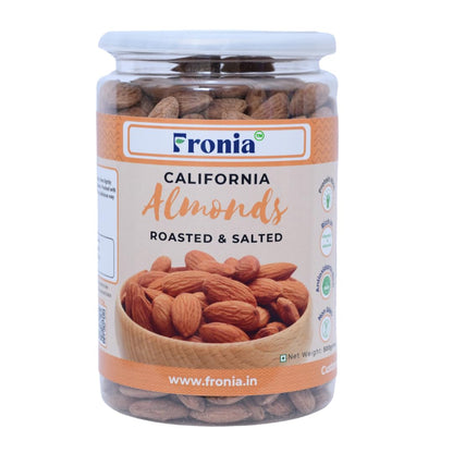 FRONIA Roasted and Salted California Almond |No Salt|Dry Roasted|No Oil Used|Roasted To Perfection|No Preservatives|No Artificial Flavors|Gluten Free|Vegan|Non Gmo (500GM)