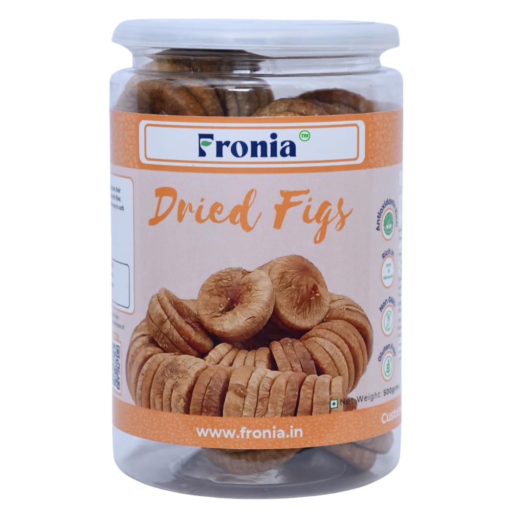 FRONIA Dried Afghani Anjeer | Dried Figs Ajnir | Rich source of Fibre Calcium & Iron | Low in calories and Fat Free | (500GM ) | Non-GMO Dried Figs | Dried Anjeer, Rich Source of Vitamins Dietary Fiber | High in Minerals & Vitamins | Amazing snack | | Dry