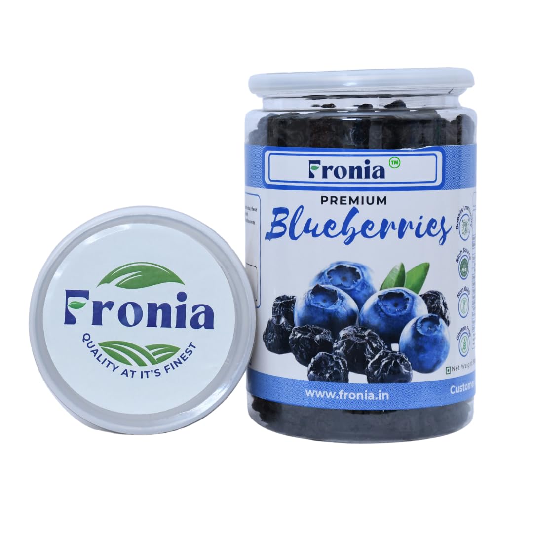 Fronia Premium Dried Blueberries – 500g x 1 Pack (Total 500g) | Whole, Unsweetened, Gluten-Free, Non-GMO, Vegan Snack | Rich in Calcium & Vitamin K, Sweet and Delicious
