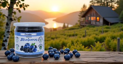 Fronia Premium Blueberries, Gluten Free, Non-GMO and Vegan, Whole and Unsweetened, Vitamin Rich, Low Fat Healthy Snacks, Rich in Calcium and Vitamin K, Sweet and Delicious (250gm)