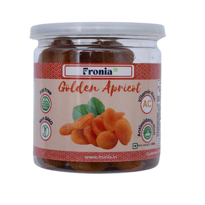 FRONIA Turkish Golden Apricot Dried Fruit (250gm) (Gluten Free, Non-GMO & Vegan) Jardalu Badam BOR Khumani, Seedless Khumani (NO Added Sugar OR Preservatives) Sun dried Jumbo apricots dry fruits