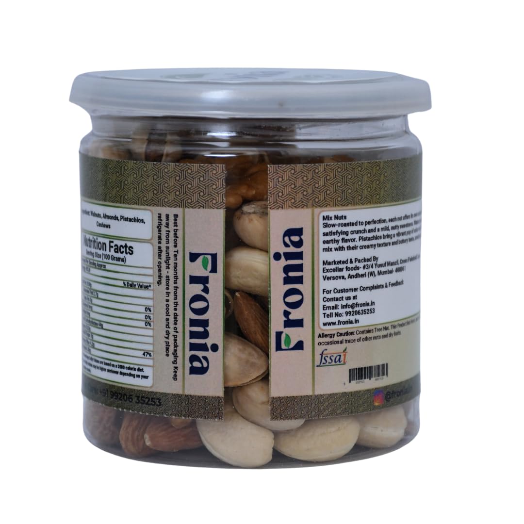 FRONIA Health Dry Fruits Mix, Premium Trail Mix | Natural and Premium Healthy Mixed Nuts with Dry Fruits | Almonds | Cashews | Walnut| Pistachio (200GM ) Healthy for Every Occasion Fresh and Healthy Dry Fruits Nuts| Source of Vitamin and Minerals