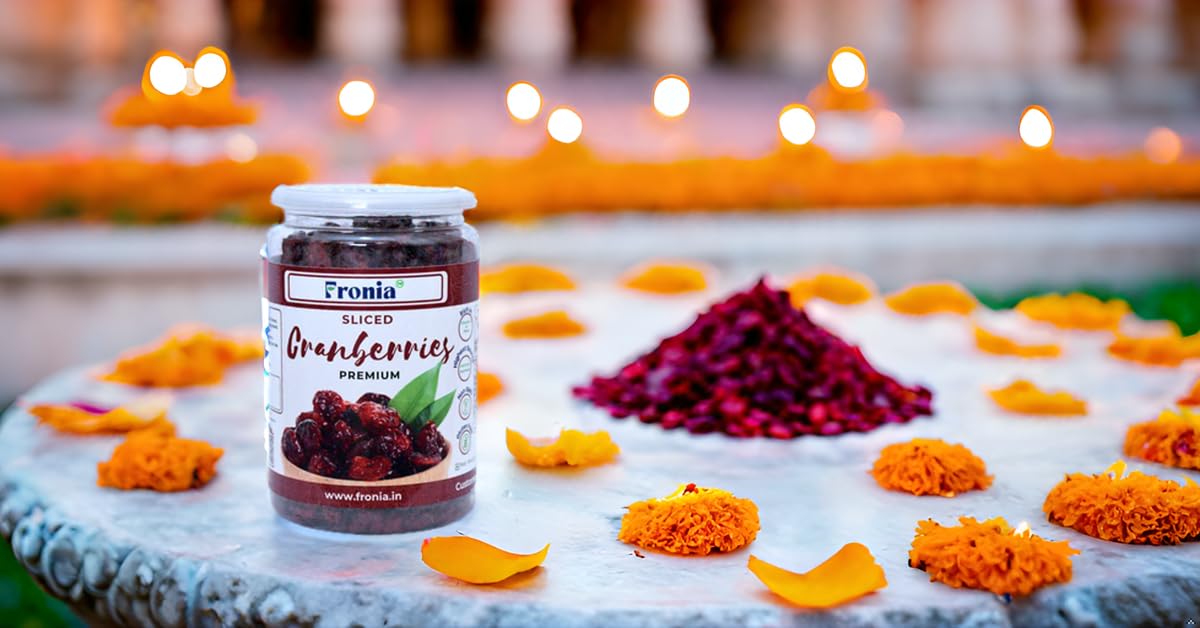 Fronia Dried Cranberry Slice (Dry Fruit), (250gms*2) 500gm (Gluten Free, Non-GMO & Vegan) High Antioxidants, Dietary Fiber & No Gluten, Antioxidant Rich, Immunity Booster,Healthy Snack for kids and adult