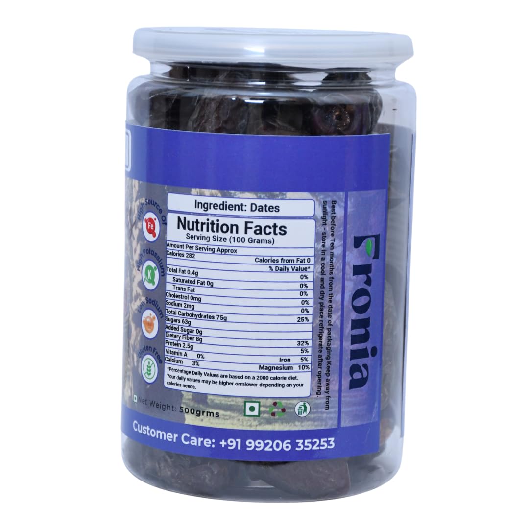 FRONIA Kalmi Dates , Juicy & Delicious Khajoor, Arab Khajur, 100% Naturally Dried & Free From Any Preservative 500GM | Healthy & Nuturious snack,Natural Sweetener,Rich in Vitamins& Minerals Gluten Free, Non-GMO & Vegan , delightful, farm fresh Kalmi dates