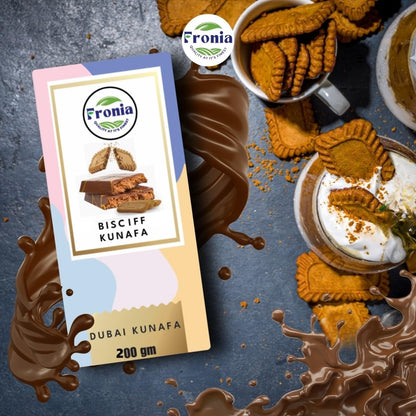 Dubai Kunafa Chocolate Bar Lotus Bisciff | Dessert Treat | Premium Chocolate – For Birthday, Anniversary, Hamper, Corporate Gifting - 200gms