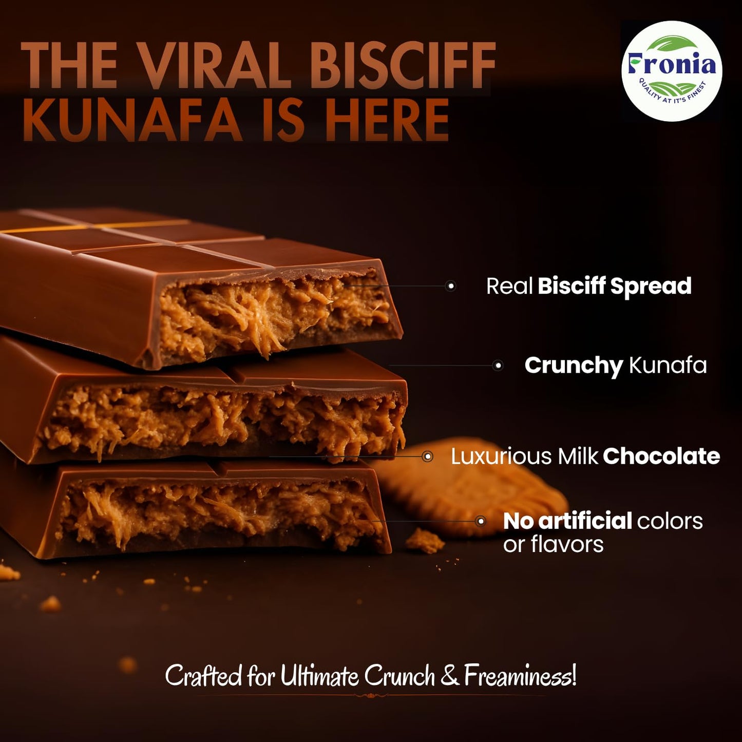 Dubai Kunafa Chocolate Bar Lotus Bisciff | Dessert Treat | Premium Chocolate – For Birthday, Anniversary, Hamper, Corporate Gifting - 100gms