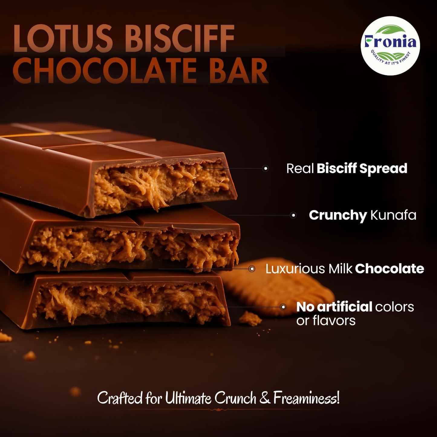 FRONIA Dubai Kunafa Chocolate Bar Trio Pistachio,Hazelnut & Bisciff Flavours (100Gm each) Gourmet Middle Eastern Sweets With Rich Fillings,Crispy Kunafa & Premium Chocolate Luxury Gift Box