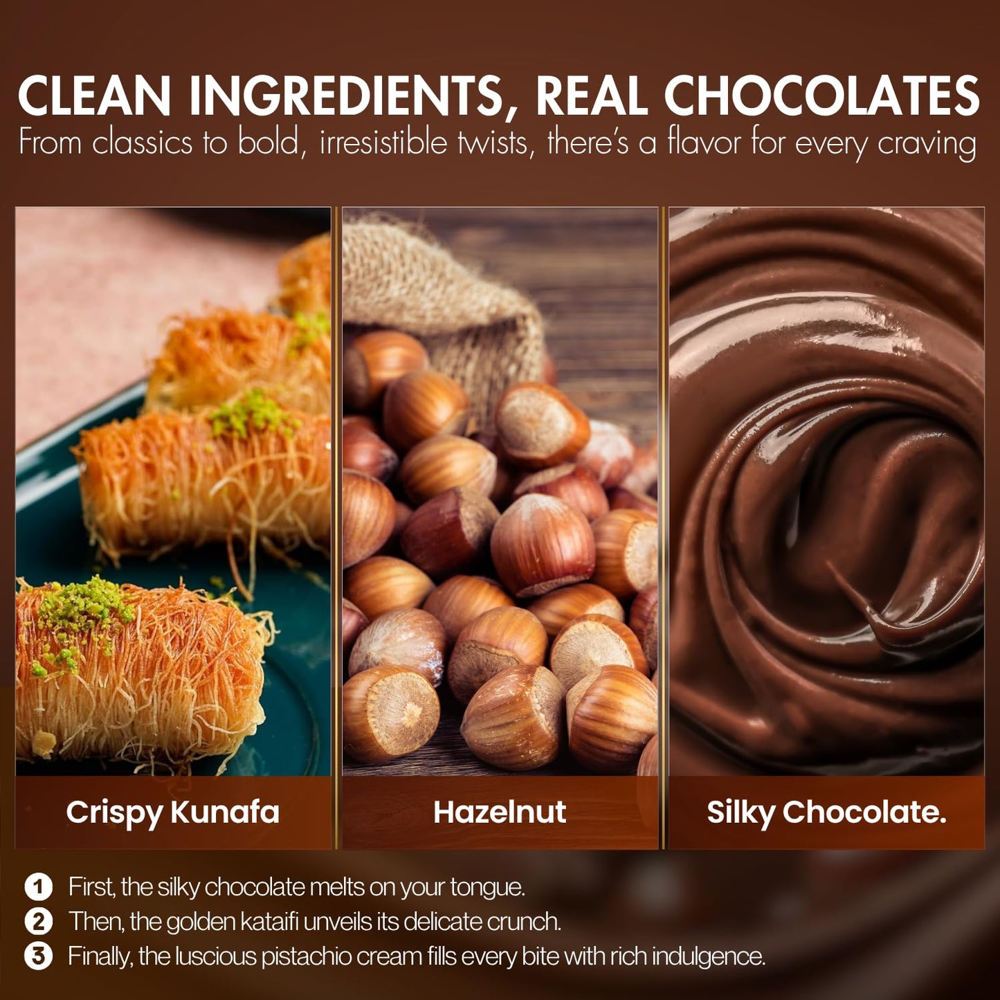 Fronia Dubai Kunafa Hazelnut Chocolate Bar – Premium Middle Eastern Dessert with Rich Hazelnut, Crunchy Kunafa & Smooth Chocolate, Ideal for Birthday, Hampers, Anniversary, Festival & Corporate Gifting - 100gms