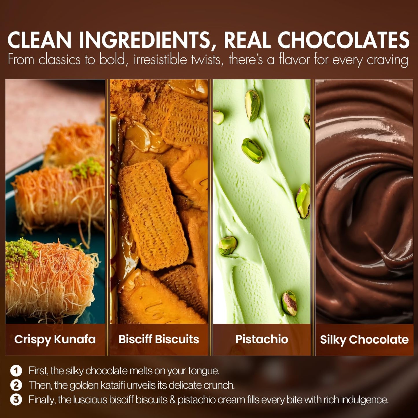 FRONIA Dubai Kunafa Chocolate Bar Combo Pistachio & Bisciff Flavours (100G) Gourmet Middle Eastern Dessert Bars With Crispy Kunafa & Premium Chocolate For Birthday,Anniversary,Hamper,Corporate Gifting